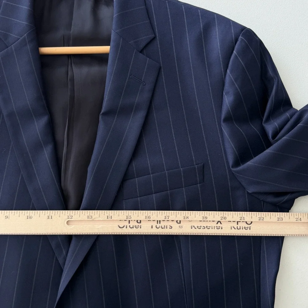 Brooks Brothers Blazer Mens 46R Navy Stripe Wool 1818 Madison Vitale Italy Made
